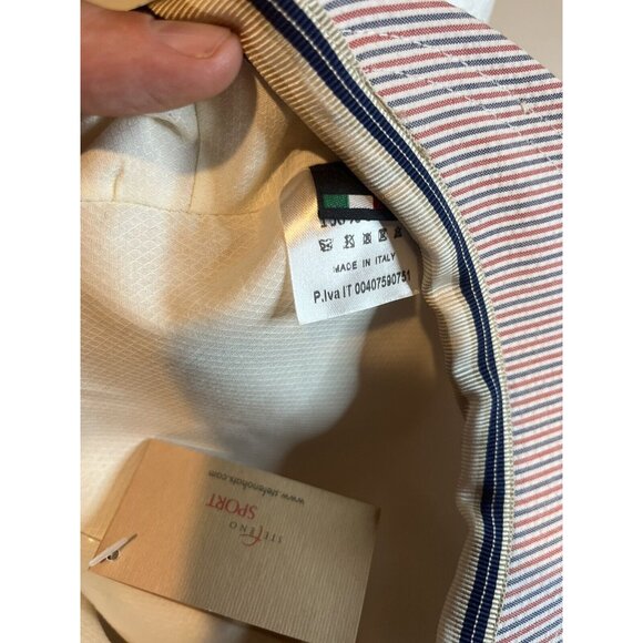 Stefeno Sport Italian Striped Textured Newsies Newsboy Hat Blue/Red SZ 57 M - Picture 9 of 11